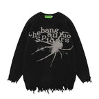 Crocheted Round Neck Long Sleeve Pullover Sweater | Streetwear