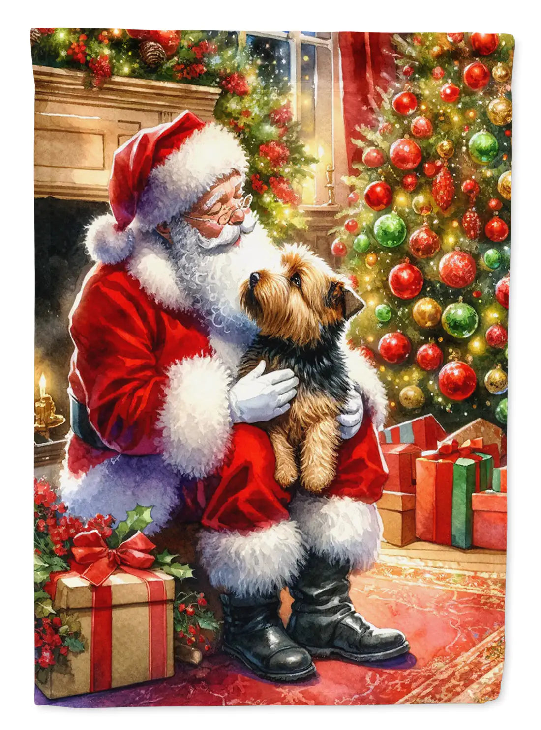 Norfolk Terrier and Santa Claus Garden Flag