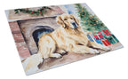 Golden Retriever Cozy Christmas Glass Cutting Board