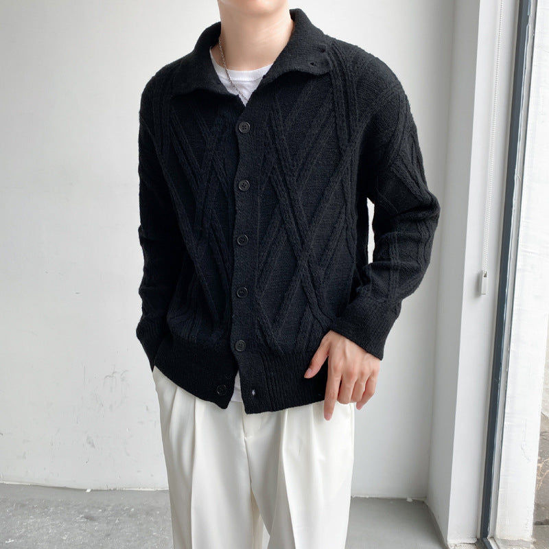 Men's Retro Knitted Cardigan Sweater for Youth