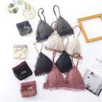 French Ultra-Thin Women's Lace Bra Set with Triangle Cups