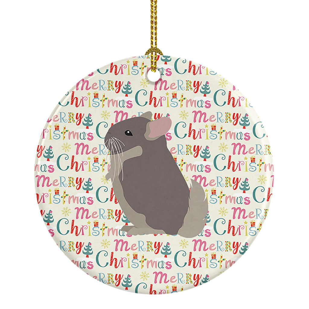 Beige Wellman Chinchilla Christmas Ceramic Ornament