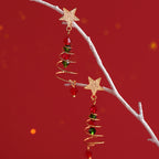 Silver Christmas Tree Star Tassel Earrings