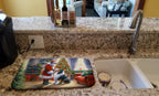 Collie and Santa Claus Dish Drying Mat