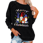 Cartoon Santa Claus Print Women's Christmas T-shirt | Streetwear