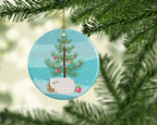 Merino Guinea Pig Merry Christmas Ceramic Ornament