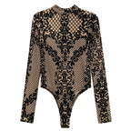 Trendy Floral Long Sleeve Bodysuit T-Shirt for Women
