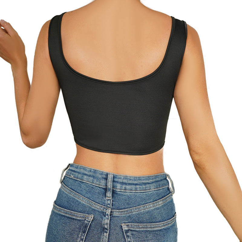 Fashionable Black Low-Cut Corset Top for Women