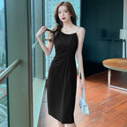 Niche French Sleeveless Slit Dress for Elegant Look