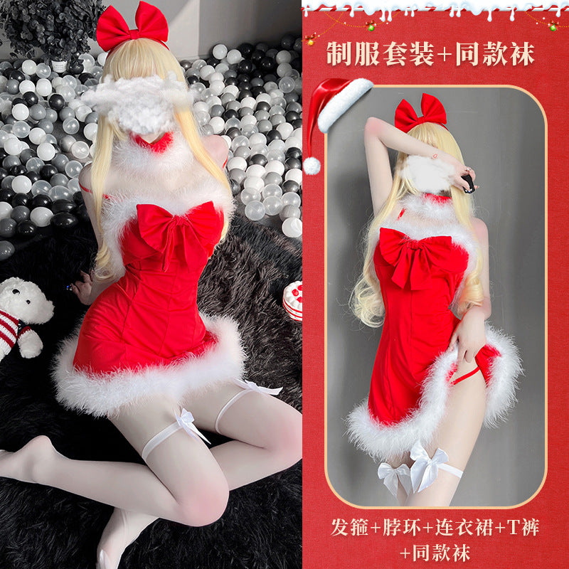 Red Christmas Lingerie Dress for Women with Sheer Design