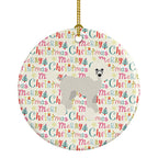 Poodle Merry Christmas Ceramic Ornament