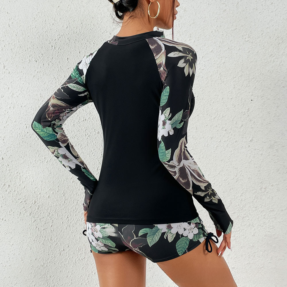 2024 Plus Size Floral Long Sleeve Swimsuit for Surfing