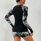 2024 Plus Size Floral Long Sleeve Swimsuit for Surfing