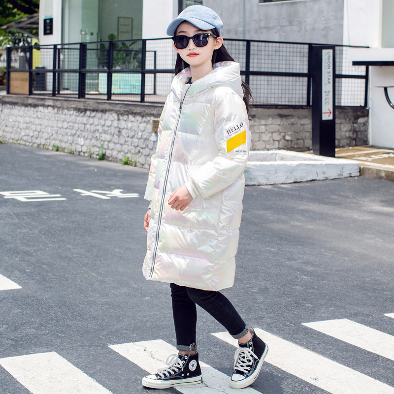 Bright Colorful Mid-Length Down Jacket - Warm & Reflective