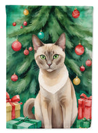 Tonkinese Cat By the Christmas Tree Garden Flag