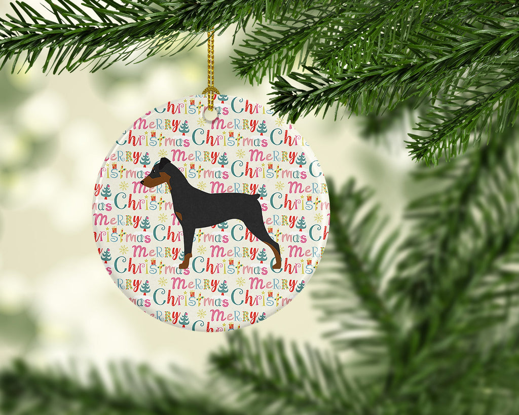 German Pinscher Merry Christmas Ceramic Ornament