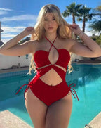 2023 High-Waisted Solid Color Swimwear Bikini Set