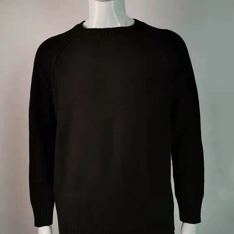 Men's Solid Color Round Neck Knitted Sweater