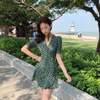 Vintage Floral V-Neck Wrap Dress for Summer