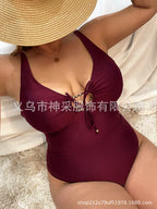 Plus Size High-Waist Solid Color Bikini Swimsuit DM202