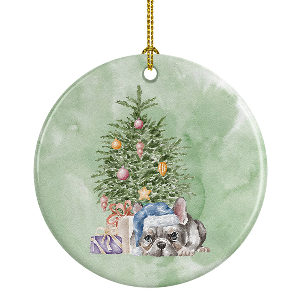French Bulldog Black #1 Christmas Presents and Tree Ceramic Ornament