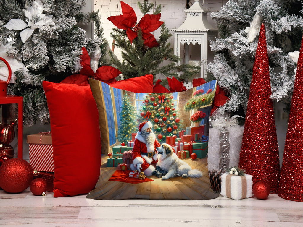 Great Pyrenees and Santa Claus Throw Pillow
