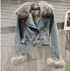 JANET Fur Denim Jacket with Removable Fox Fur (One Piece)