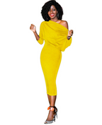 Off-Shoulder Solid Color Long Dress