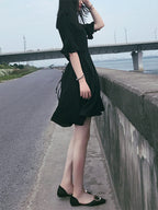 2020 Spring Summer Hepburn Style V-Neck A-Line Dress