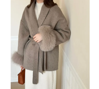 Reversible Cashmere Coat Tie-front Top