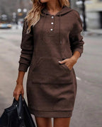 Plaid Mid-Length Hooded Sweater for Women