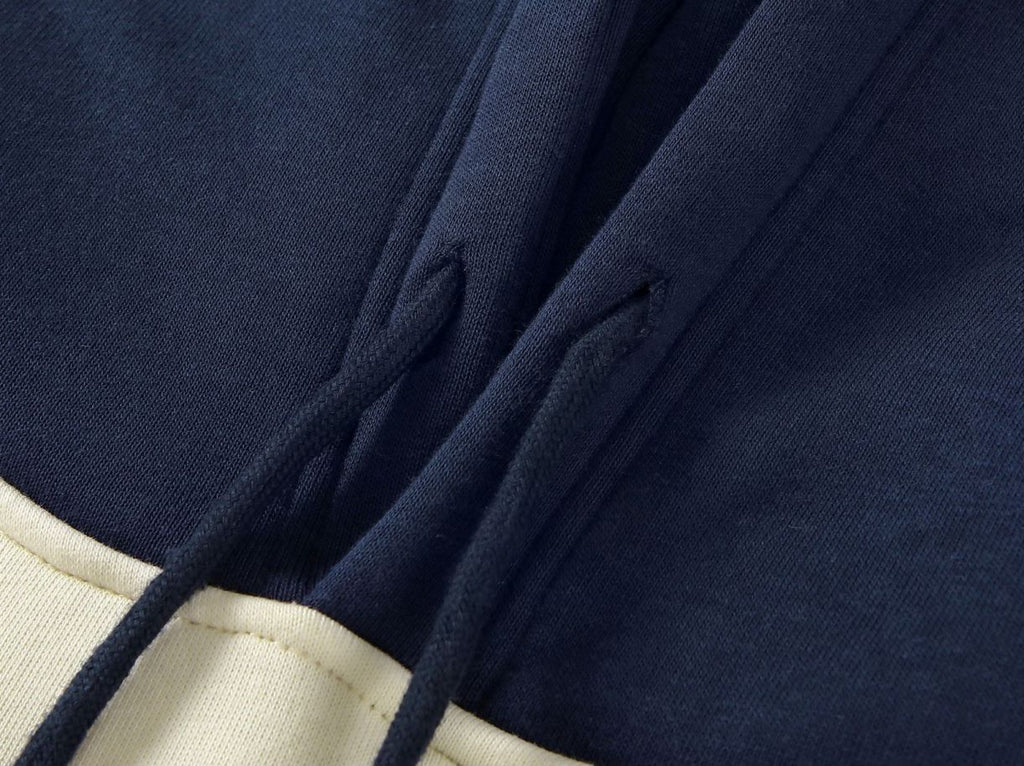 New Loose Color-Block Silver Fox Velvet Hoodie | Streetwear