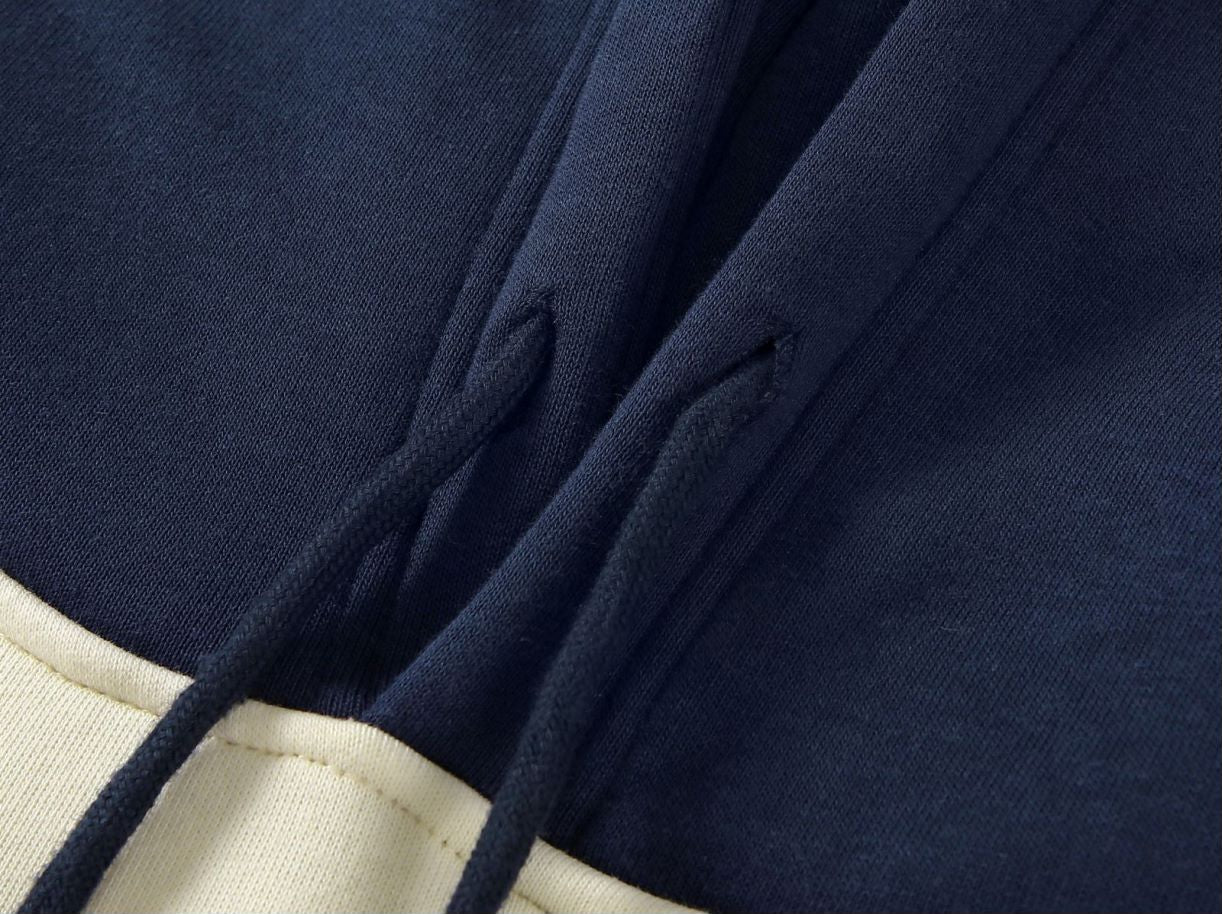 New Loose Color-Block Silver Fox Velvet Hoodie | Streetwear