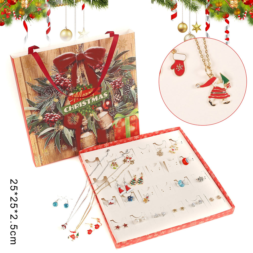 Christmas Countdown Calendar Necklace and Earring Set