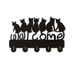 Black Cat Silhouette Wall Coat Hook Rack