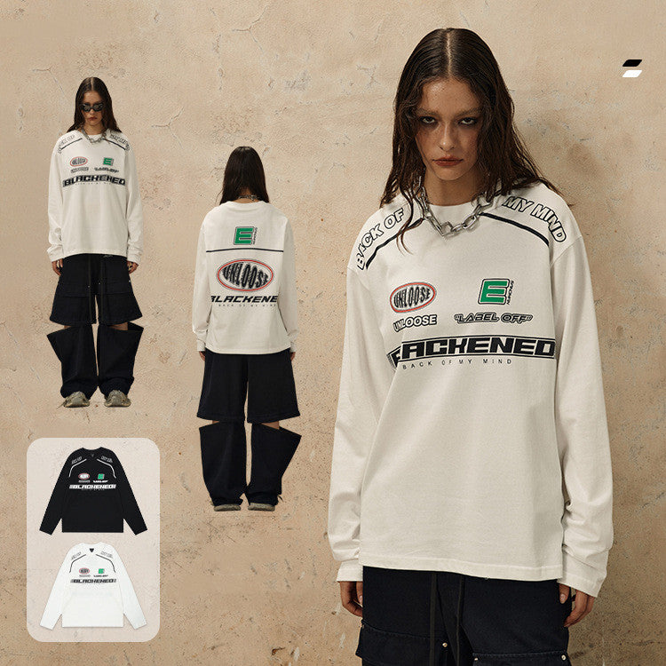 Locomotive Style Printed Loose Long Sleeve Sweater
