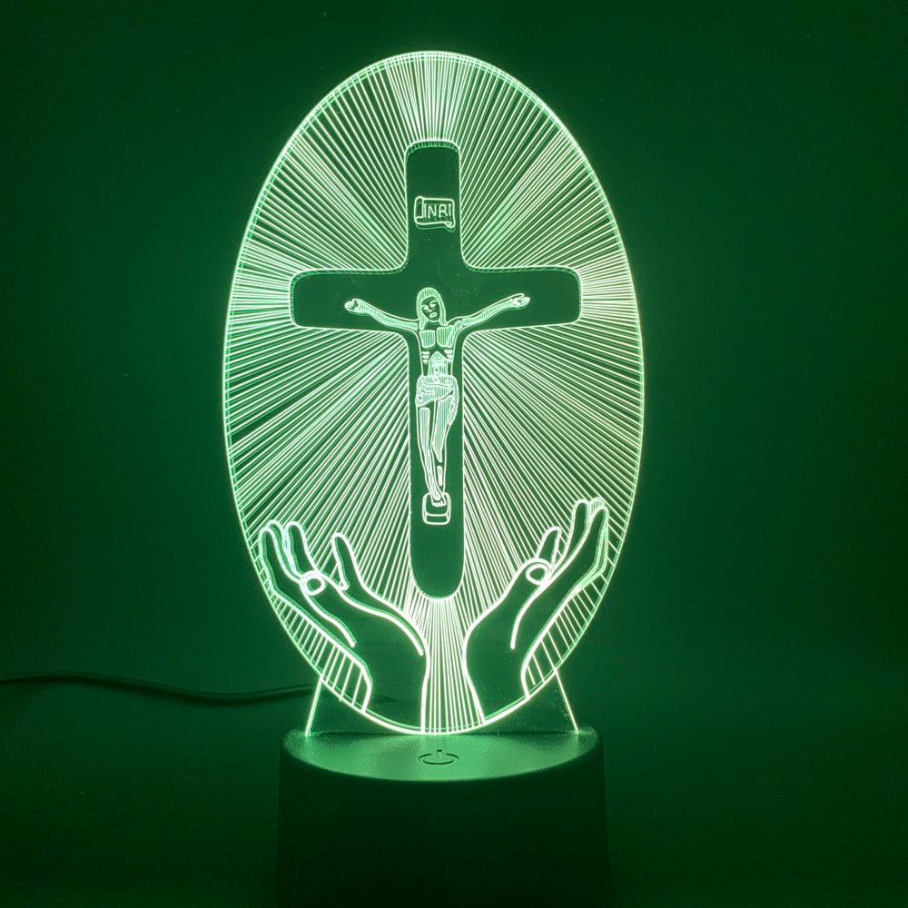 [Duplicate] [Archived] 3D Acrylic Christian Cross Night Light - USB Powered | Christian Home Decor