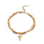 Trendy Titanium Steel Double Layer Cross Chain Bracelet