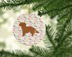 Small Greek Domestic Dog Merry Christmas Ceramic Ornament