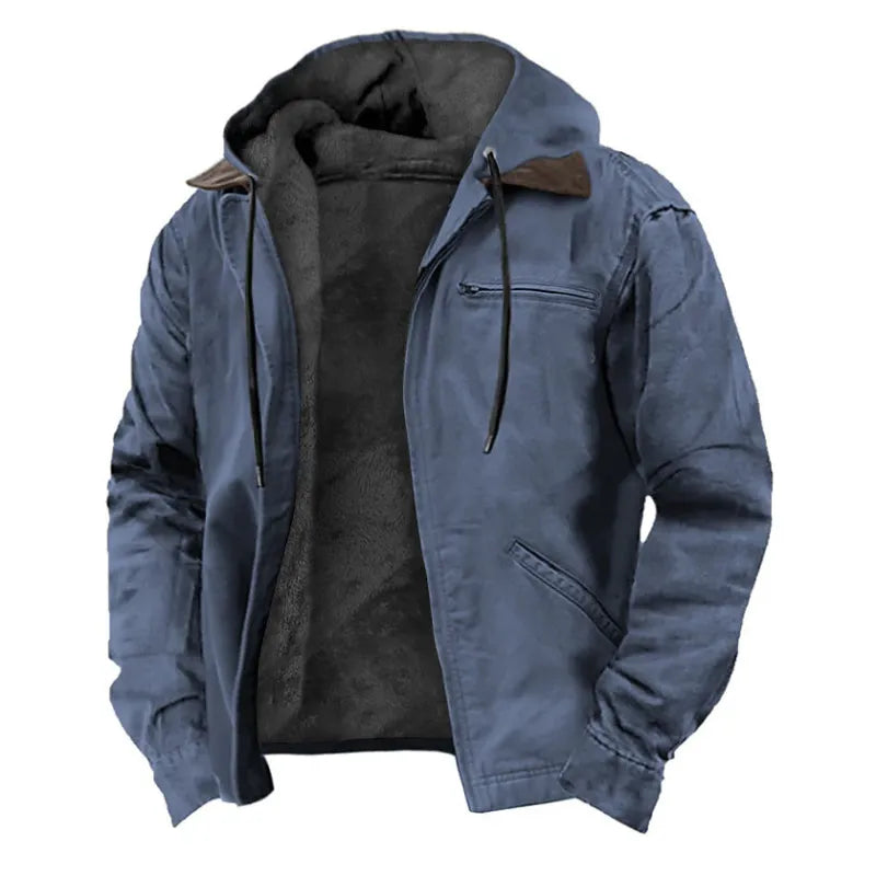 Hooded Sweater with Cotton-Padded Brown Lining