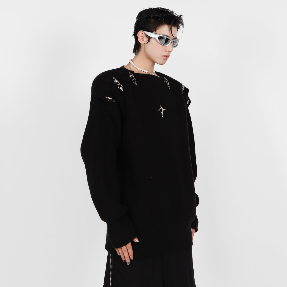 Men's Irregular Knit Sweater in Metal Finish
