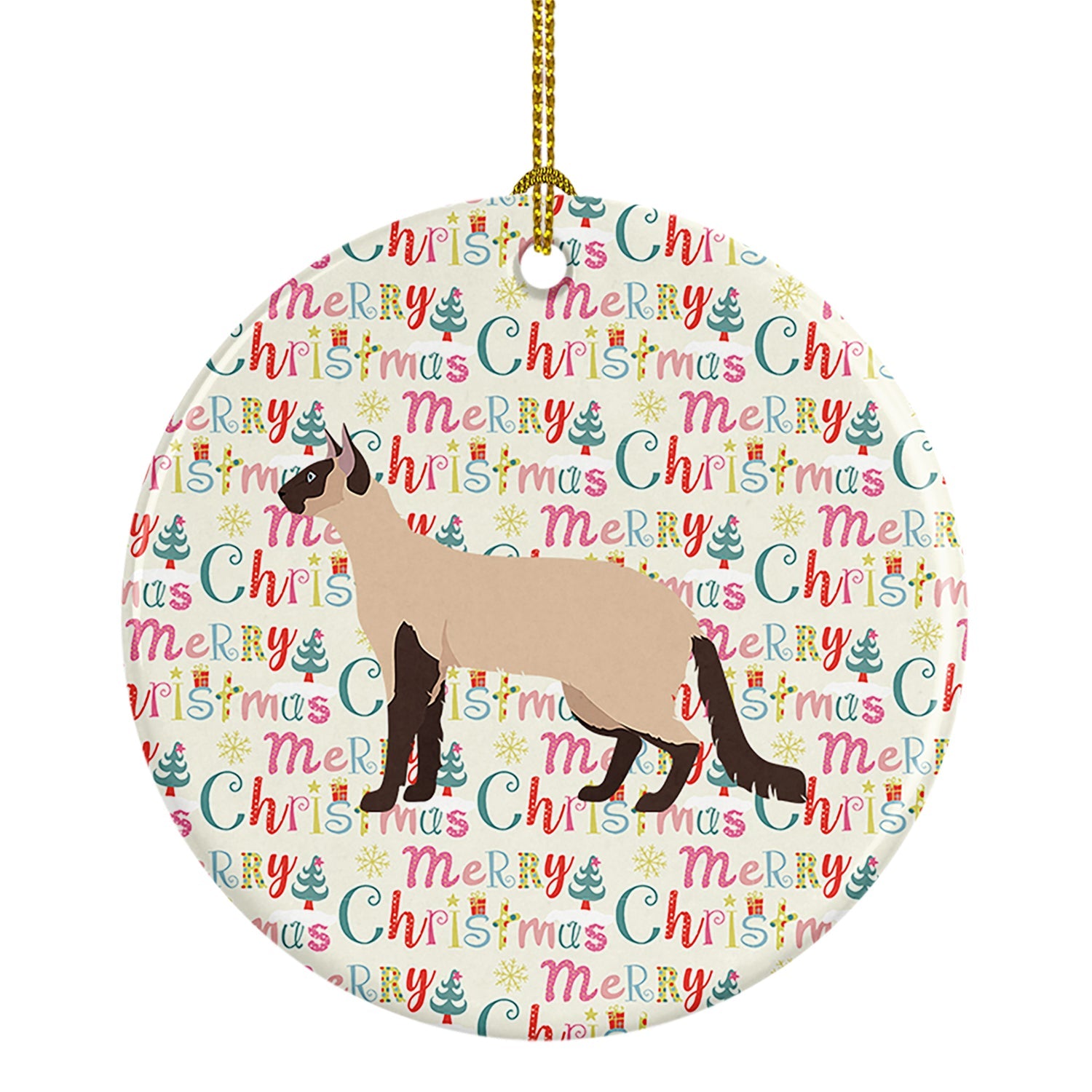 Colorpoint Longhair #3 Cat Christmas Ceramic Ornament