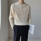 Men's Retro Buckle Round Neck Casual Sweater