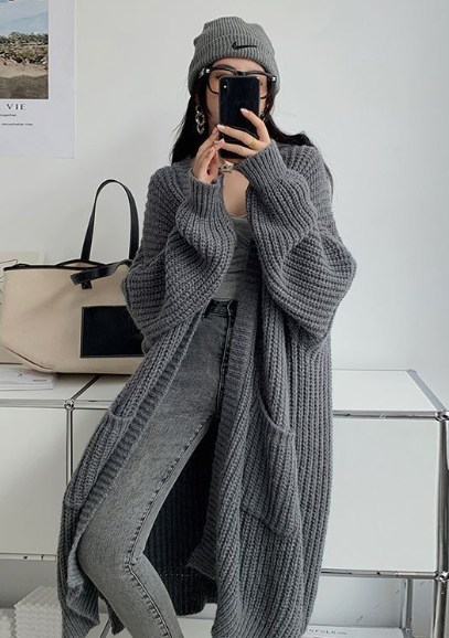 WOLFF MARIA Women's Long Knit Cardigan for Spring/Fall