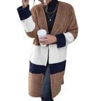 Double Sided Color Block Fur Mid-length Cardigan Coat