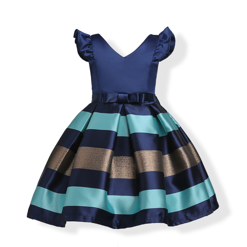 Girls' Pearl Flower One-Shoulder Dress for Christmas
