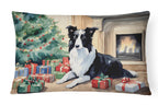 Border Collie Christmas Throw Pillow