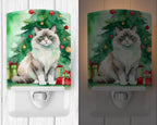 Ragdoll Cat By the Christmas Tree Ceramic Night Light
