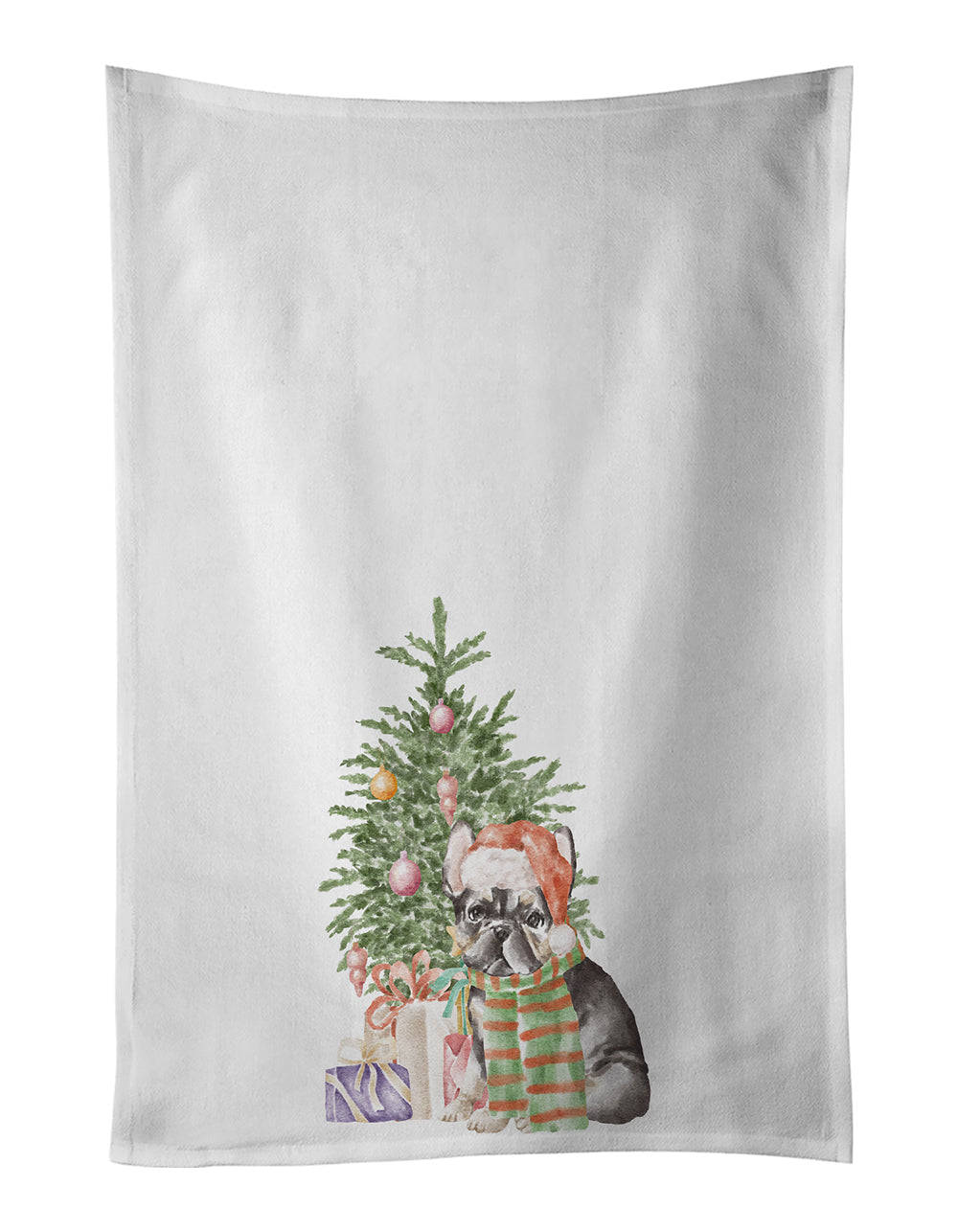French Bulldog Black #2 Christmas Presents and Tree Kitchen Towel Set of 2