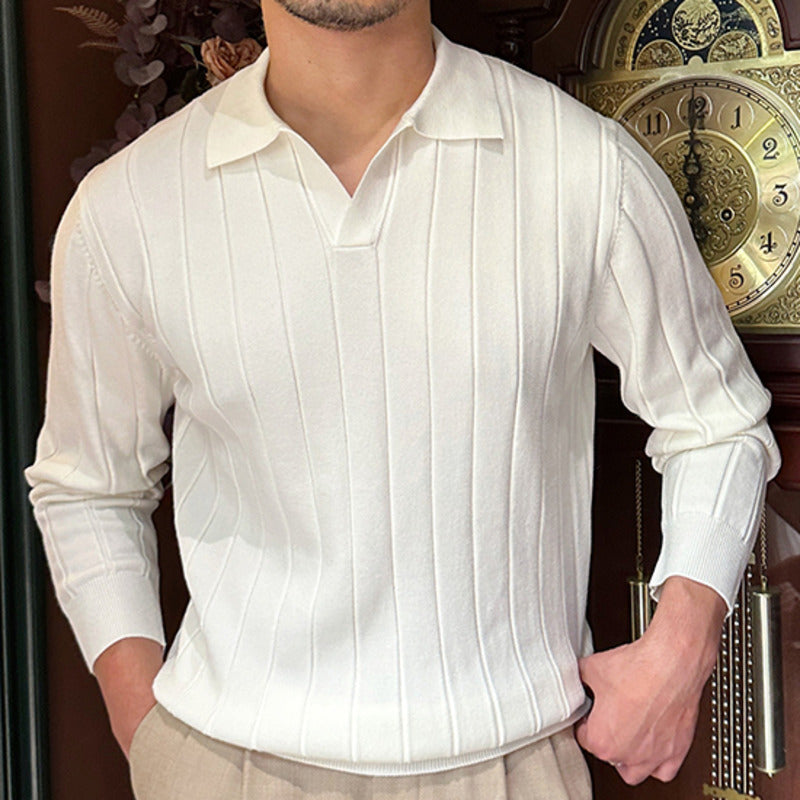 2023 Fall Slim Fit Lapel Knit Sweater for Men